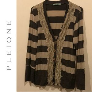 Pleione Brown and Beige Button Up Sweater!